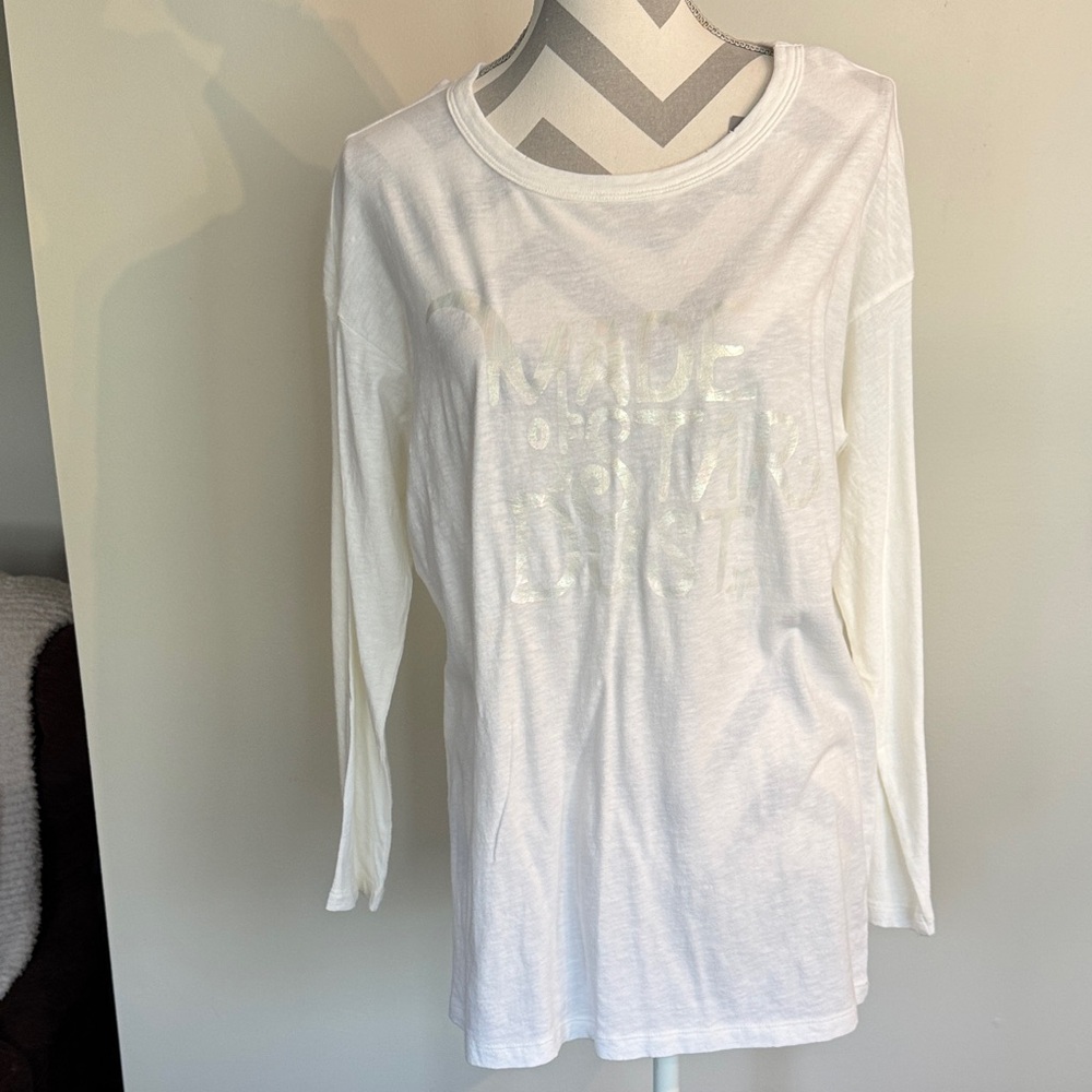 aerie White Real Soft Crewneck Long Sleeve Tee